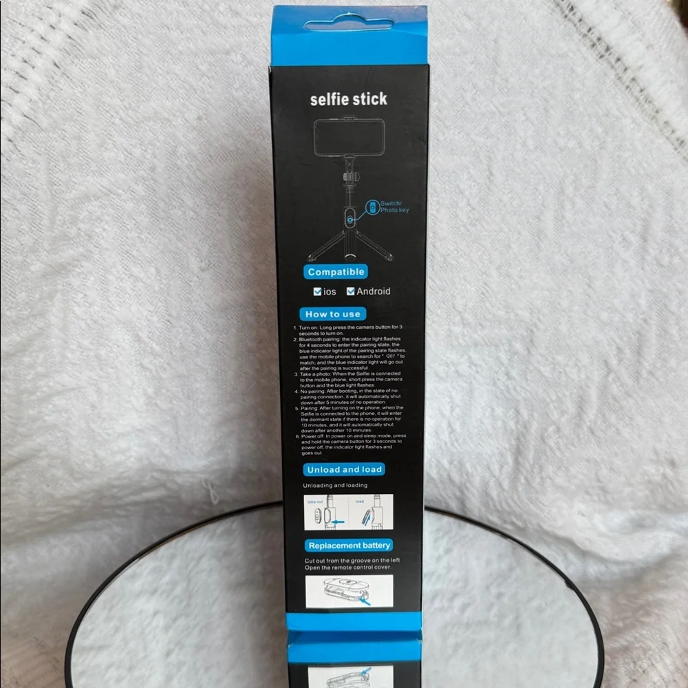 Selfie Stick Black Remote Control Tripod with Blue Tooth Connection